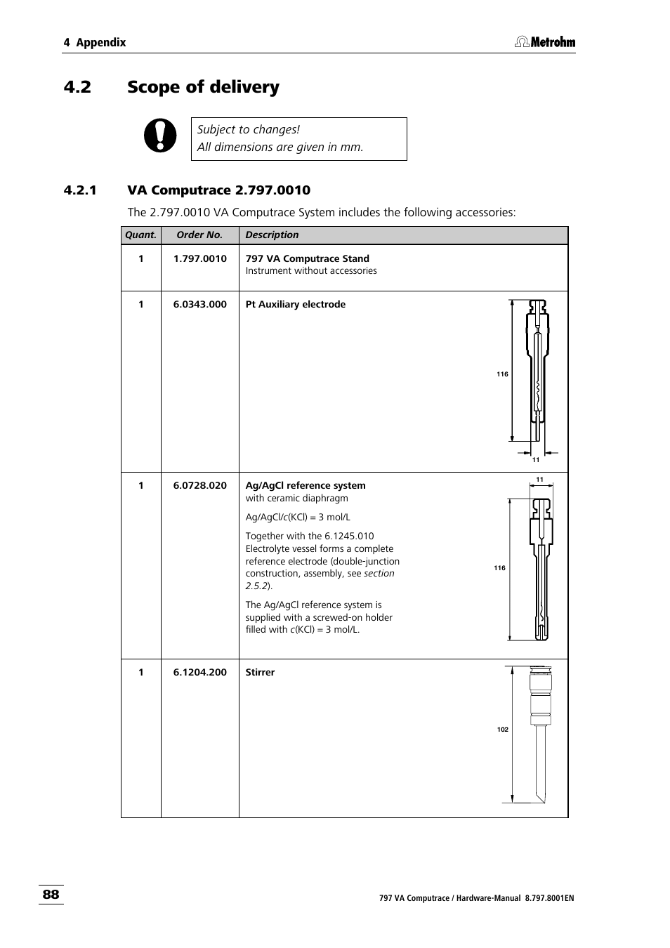 2 scope of delivery, 1 va computrace 2.797.0010 | Metrohm 797 VA Computrace User Manual | Page 96 / 127