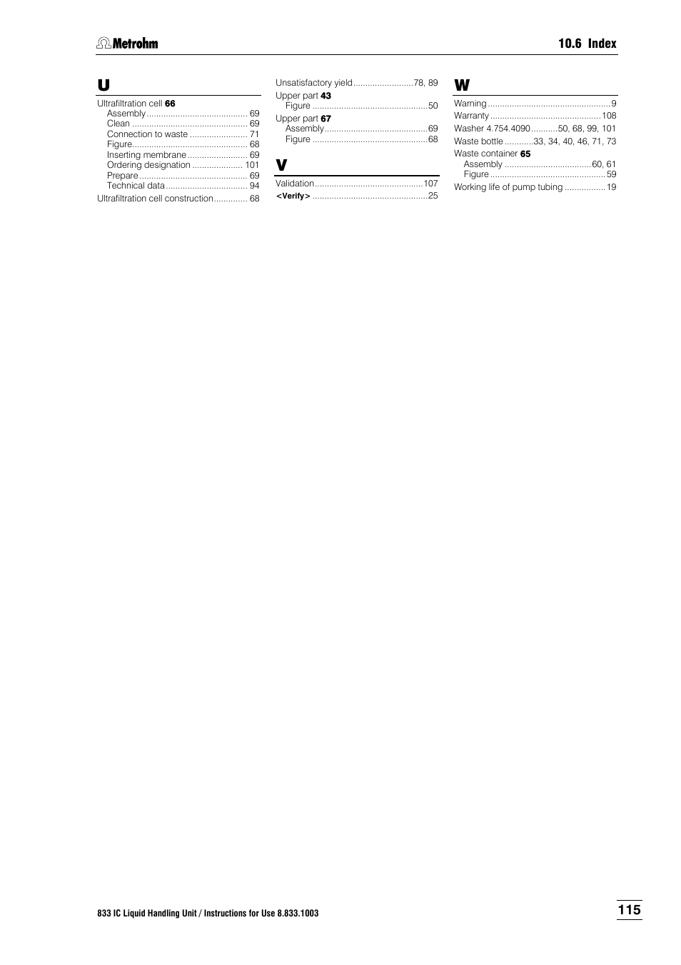 Metrohm 833 IC Liquid Handling Unit User Manual | Page 123 / 123