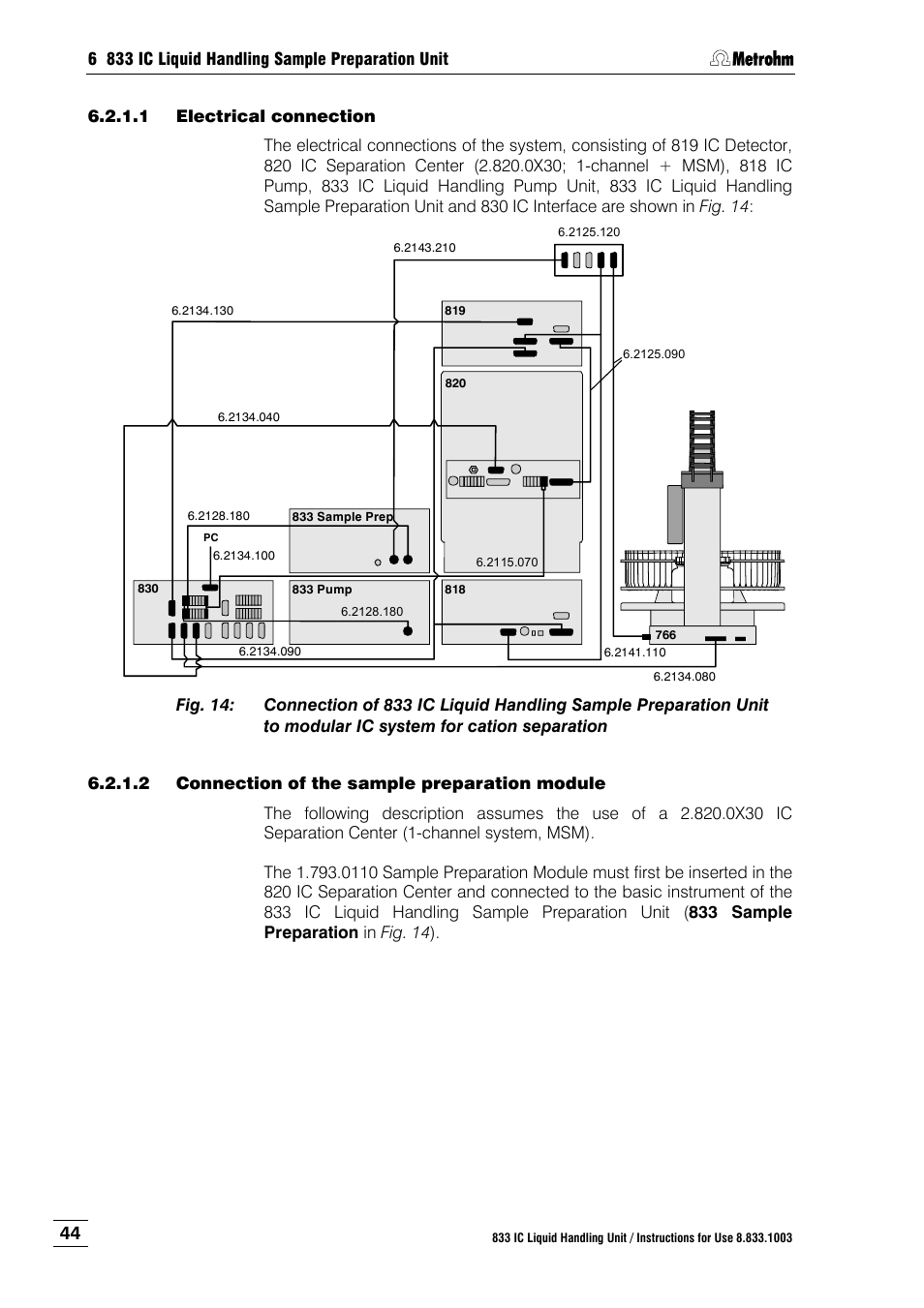 To modular ic system for cation separation | Metrohm 833 IC Liquid Handling Unit User Manual | Page 52 / 123