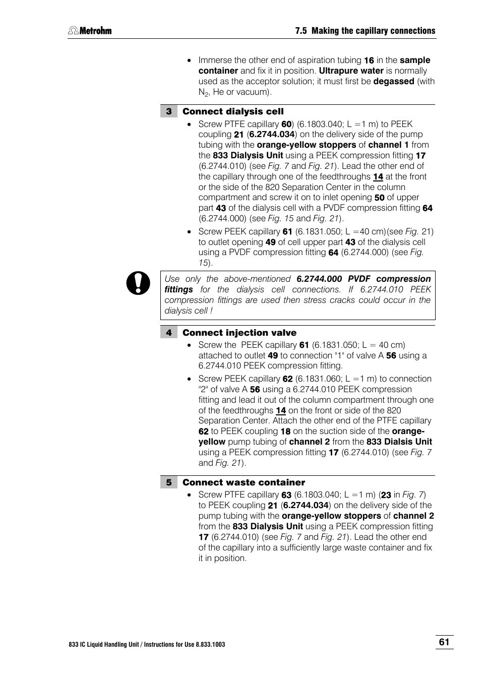 Metrohm 833 IC Liquid Handling Unit User Manual | Page 69 / 123