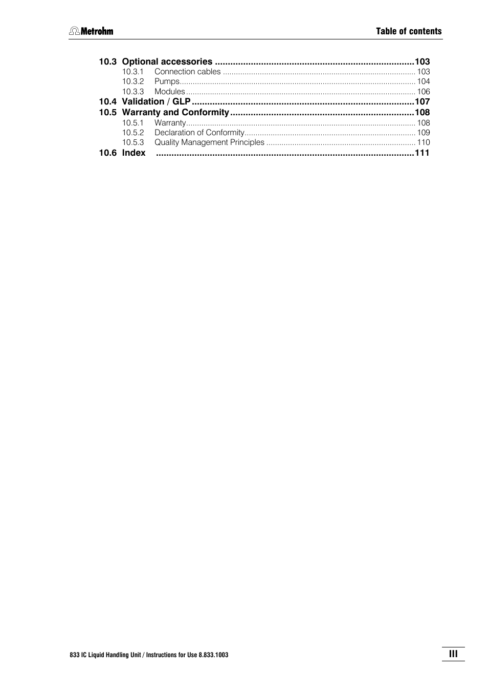 Metrohm 833 IC Liquid Handling Unit User Manual | Page 7 / 123