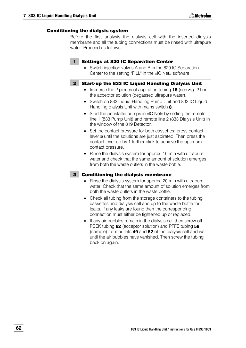 Metrohm 833 IC Liquid Handling Unit User Manual | Page 70 / 123