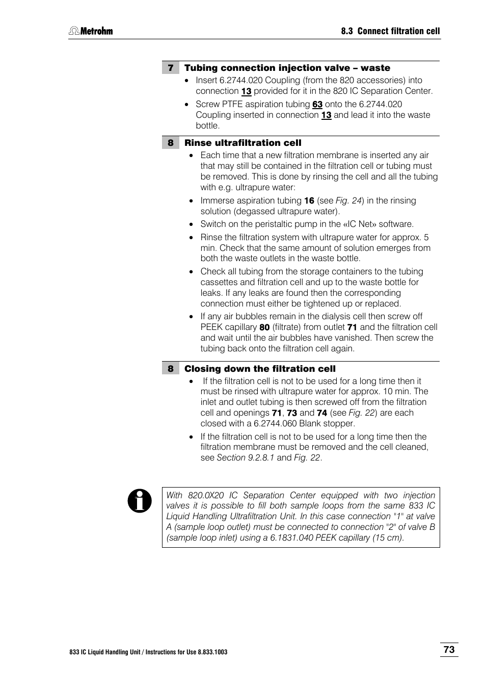 Metrohm 833 IC Liquid Handling Unit User Manual | Page 81 / 123