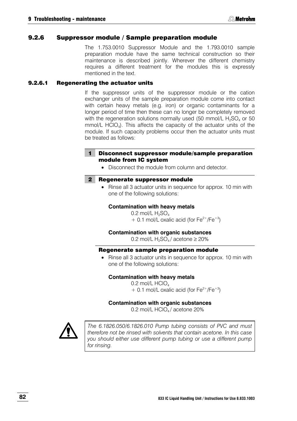 6 suppressor module / sample preparation module, Suppressor module / sample preparation module, 1 ) or replace it (see | Metrohm 833 IC Liquid Handling Unit User Manual | Page 90 / 123