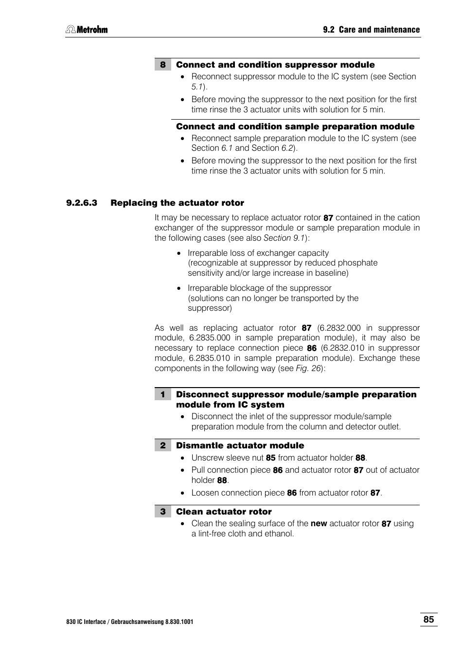 Section 9.2.6.3 ), Section 9.2.6.3) | Metrohm 833 IC Liquid Handling Unit User Manual | Page 93 / 123