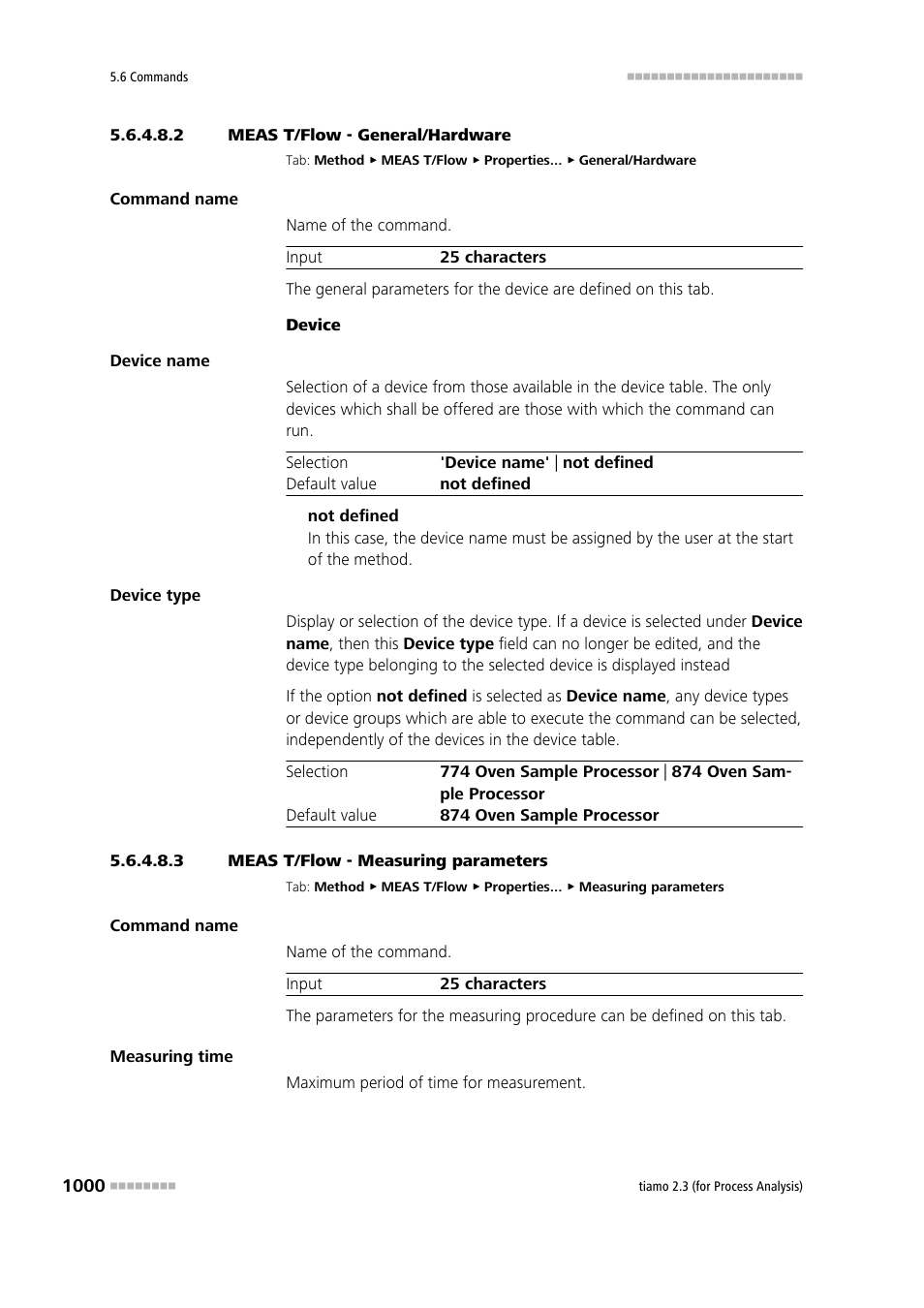 2 meas t/flow - general/hardware, 3 meas t/flow - measuring parameters, General/hardware | Measuring parameters | Metrohm tiamo 2.3 (process analysis) User Manual | Page 1016 / 1790