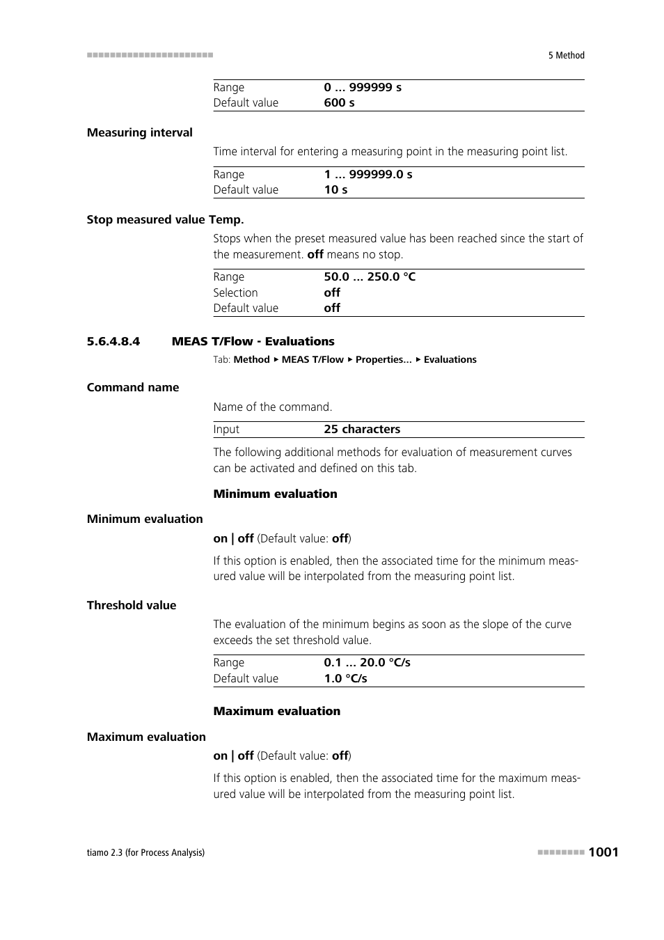 4 meas t/flow - evaluations, Evaluation | Metrohm tiamo 2.3 (process analysis) User Manual | Page 1017 / 1790