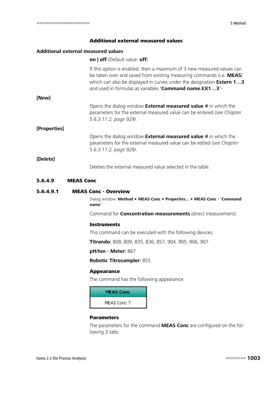 9 meas conc, 1 meas conc - overview, Meas conc | Metrohm tiamo 2.3 (process analysis) User Manual | Page 1019 / 1790