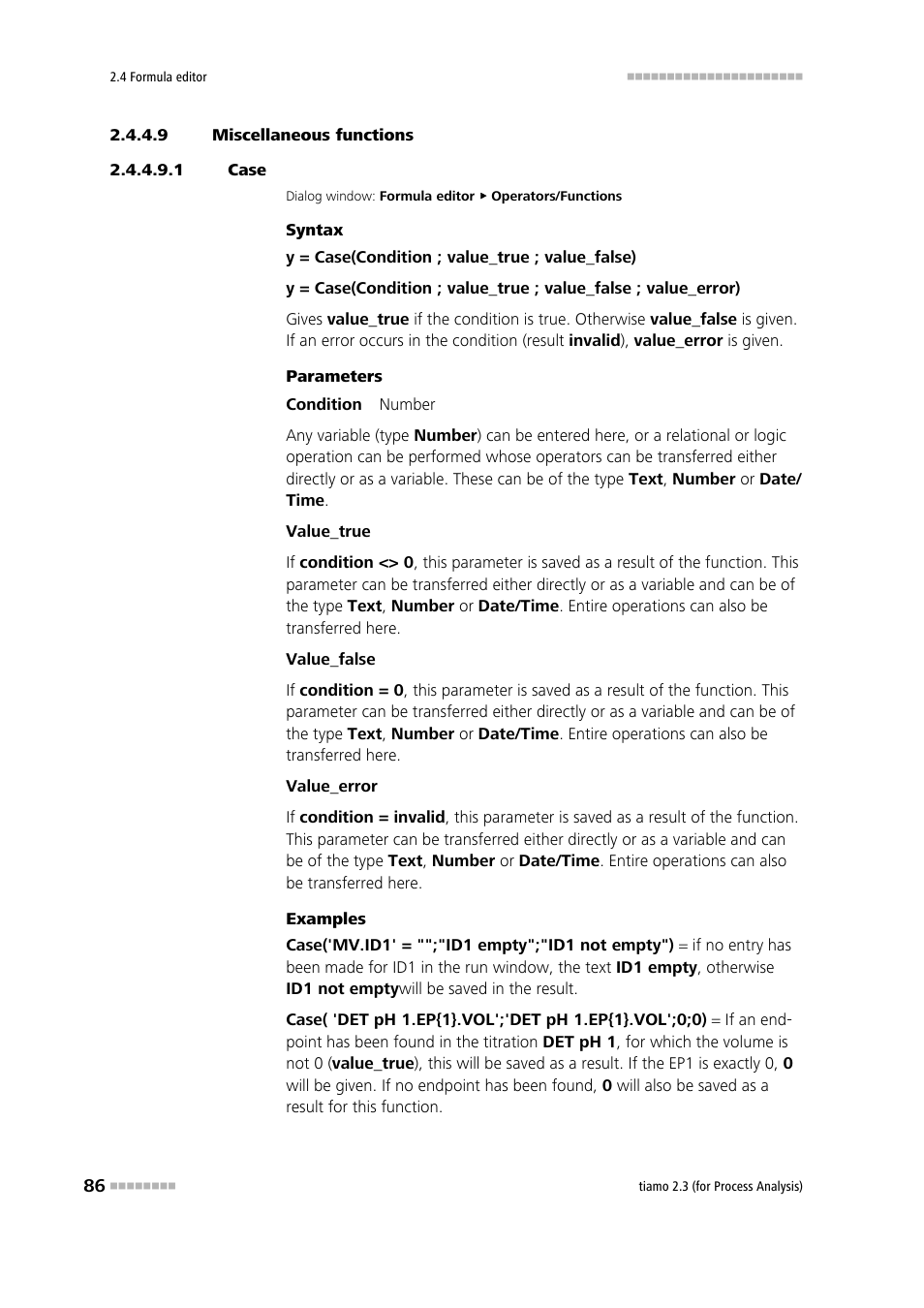 9 miscellaneous functions, 1 case | Metrohm tiamo 2.3 (process analysis) User Manual | Page 102 / 1790