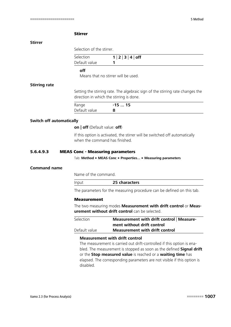 3 meas conc - measuring parameters | Metrohm tiamo 2.3 (process analysis) User Manual | Page 1023 / 1790