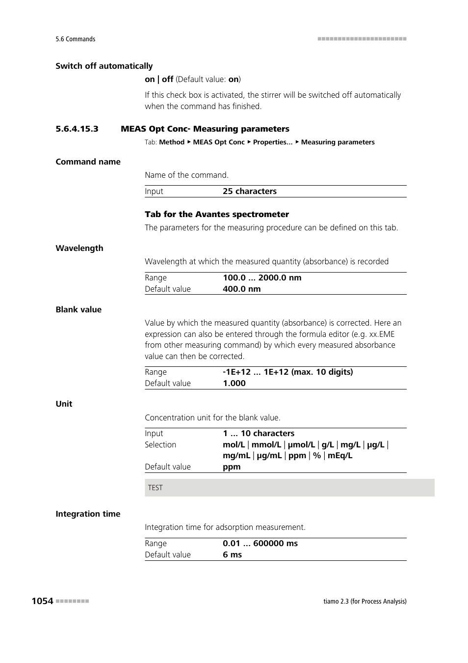 3 meas opt conc- measuring parameters | Metrohm tiamo 2.3 (process analysis) User Manual | Page 1070 / 1790