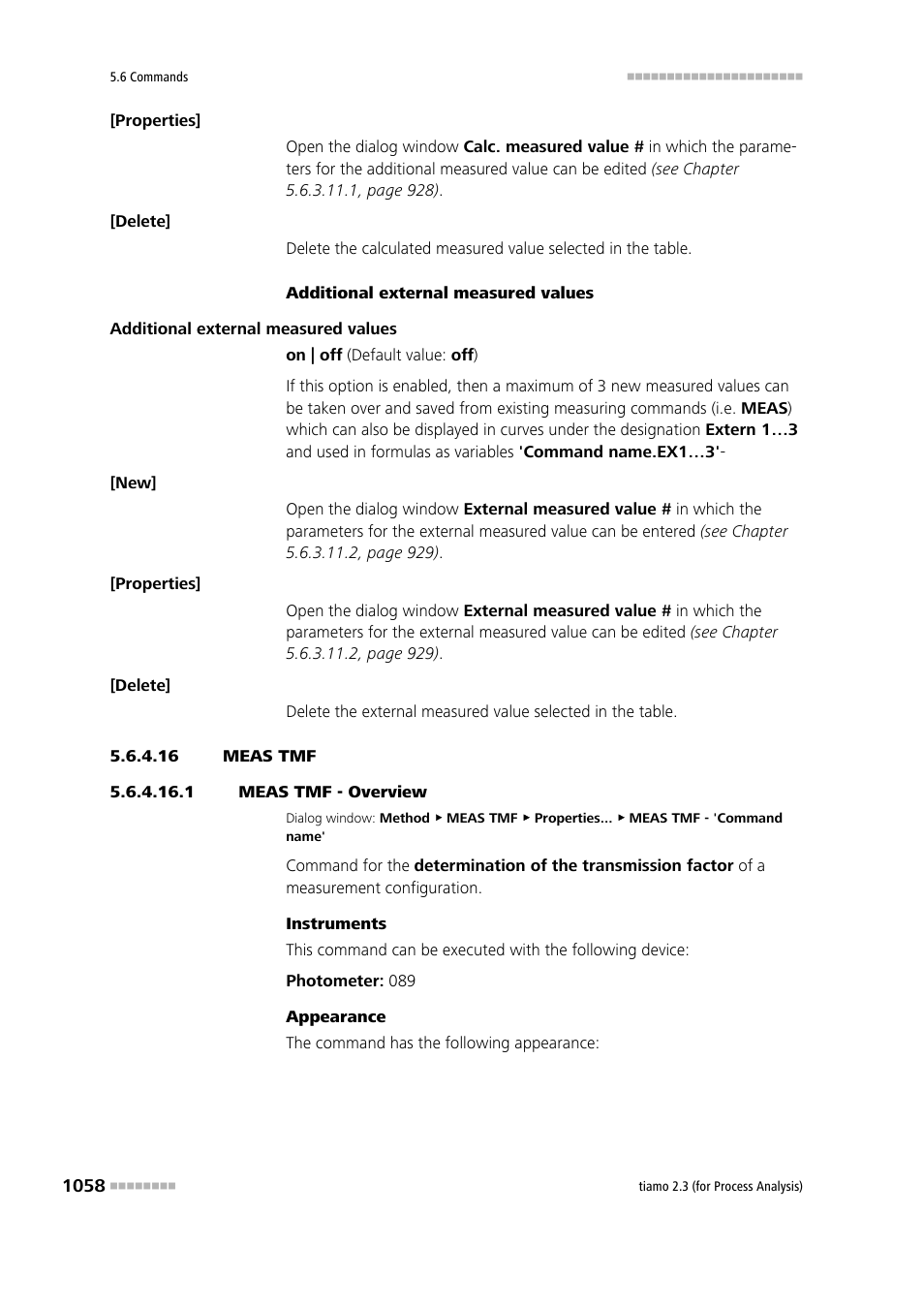 16 meas tmf, 1 meas tmf - overview, Meas tmf | Metrohm tiamo 2.3 (process analysis) User Manual | Page 1074 / 1790