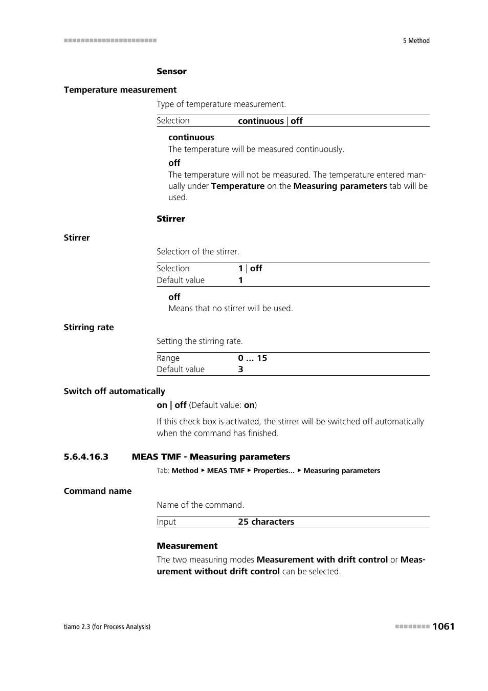 3 meas tmf - measuring parameters | Metrohm tiamo 2.3 (process analysis) User Manual | Page 1077 / 1790