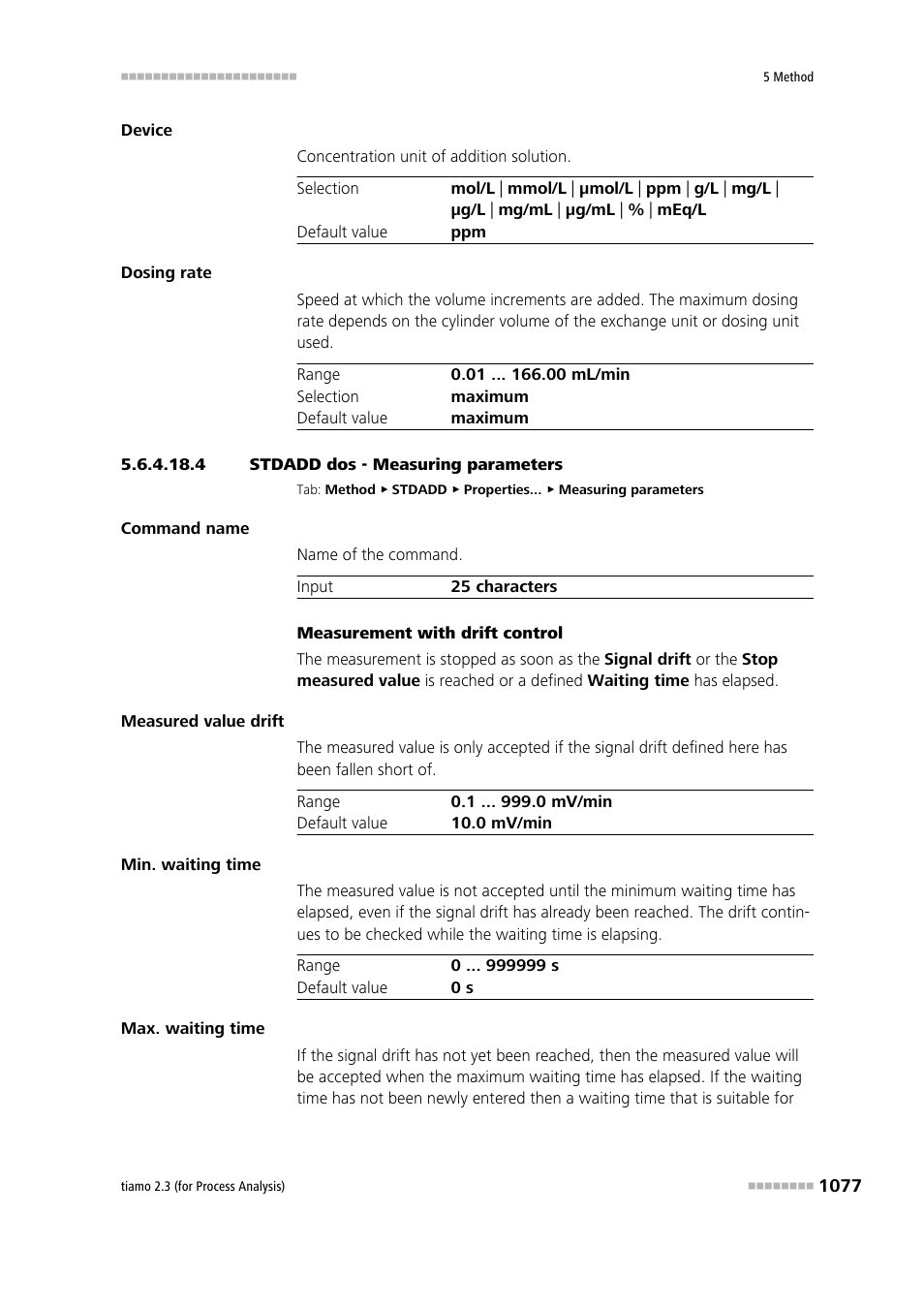 4 stdadd dos - measuring parameters | Metrohm tiamo 2.3 (process analysis) User Manual | Page 1093 / 1790