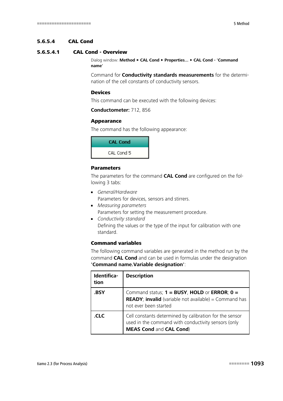 4 cal cond, 1 cal cond - overview, Cal cond | Metrohm tiamo 2.3 (process analysis) User Manual | Page 1109 / 1790