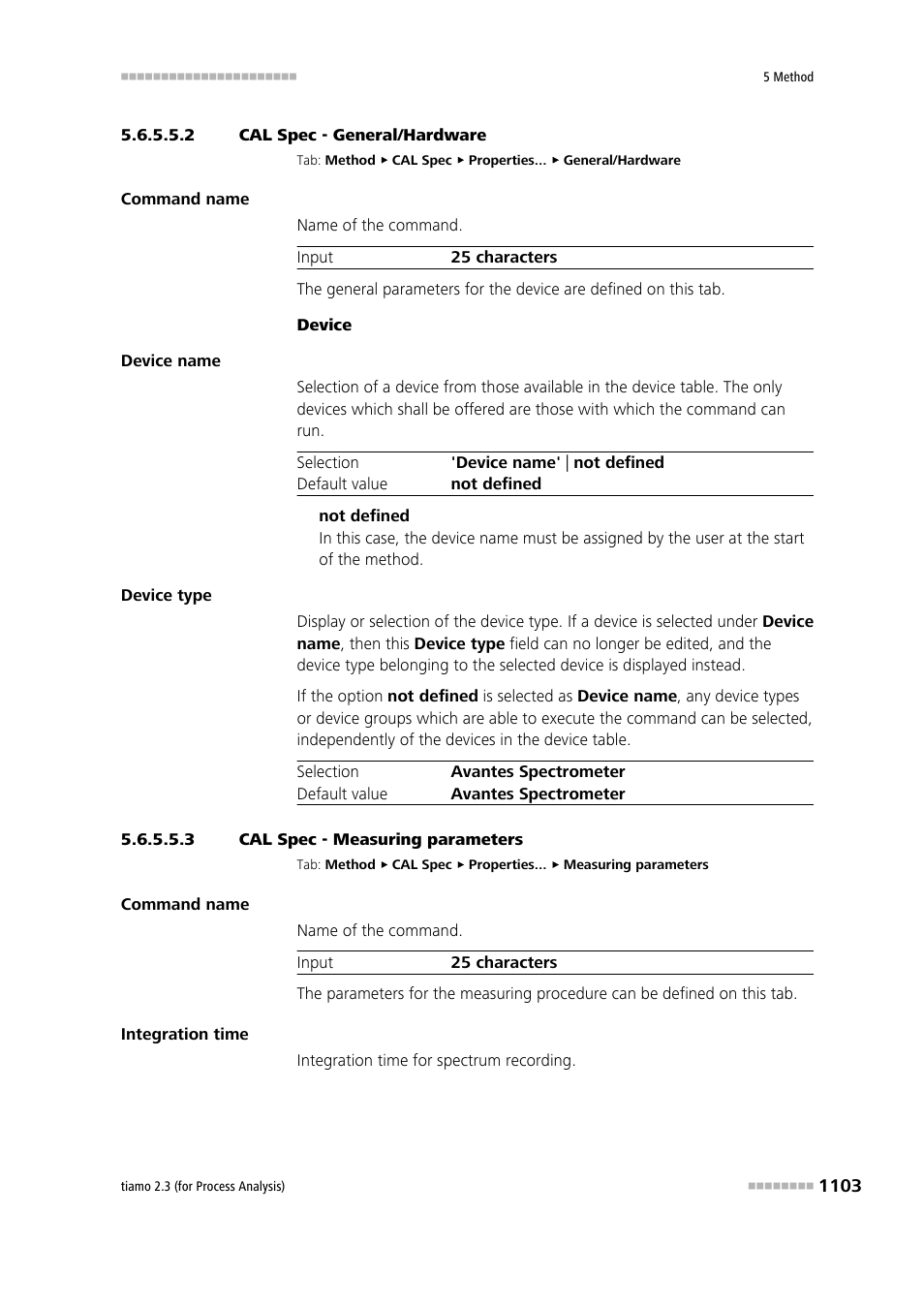 2 cal spec - general/hardware, 3 cal spec - measuring parameters | Metrohm tiamo 2.3 (process analysis) User Manual | Page 1119 / 1790