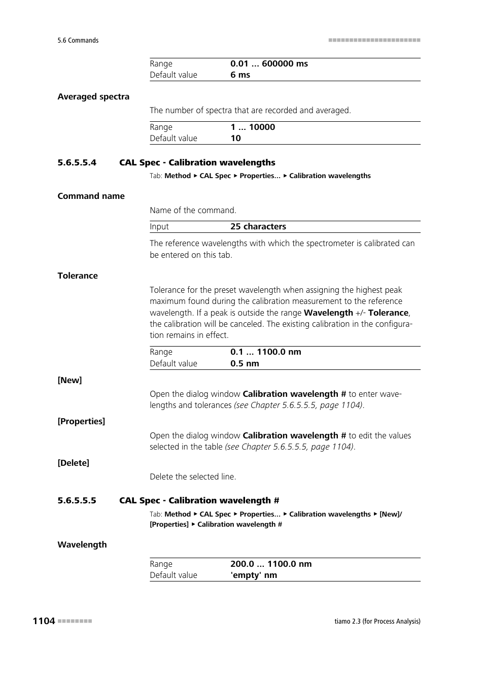 4 cal spec - calibration wavelengths, 5 cal spec - calibration wavelength | Metrohm tiamo 2.3 (process analysis) User Manual | Page 1120 / 1790