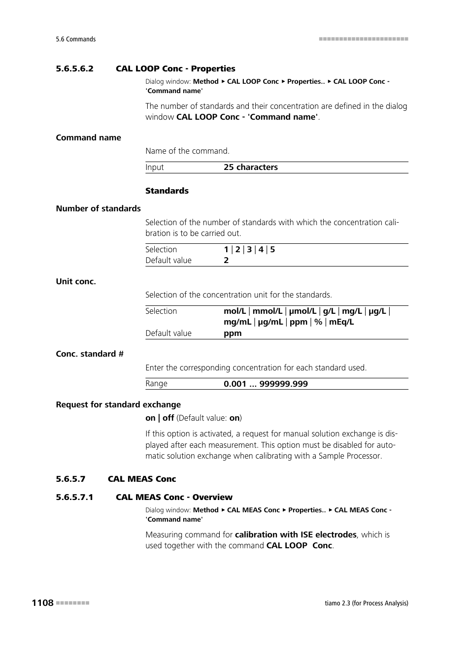 2 cal loop conc - properties, 7 cal meas conc, 1 cal meas conc - overview | Cal meas conc | Metrohm tiamo 2.3 (process analysis) User Manual | Page 1124 / 1790