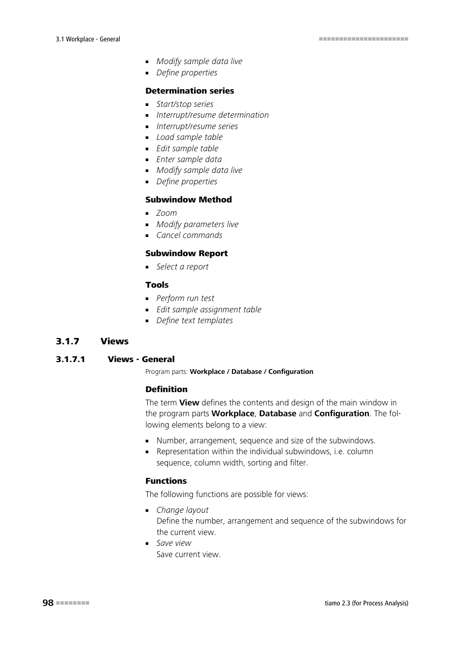 7 views, 1 views - general, Views | Metrohm tiamo 2.3 (process analysis) User Manual | Page 114 / 1790