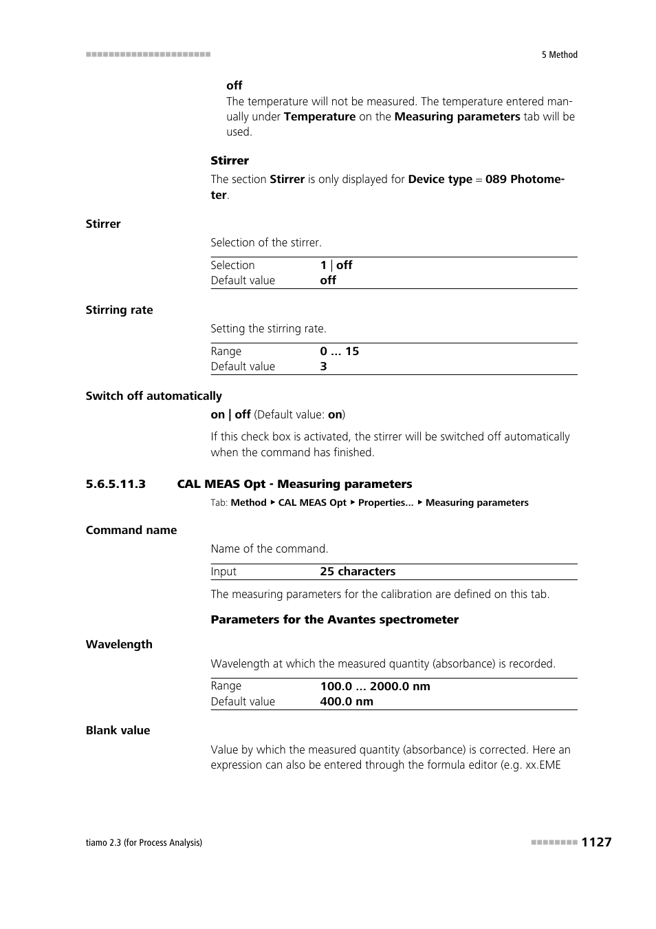 3 cal meas opt - measuring parameters | Metrohm tiamo 2.3 (process analysis) User Manual | Page 1143 / 1790