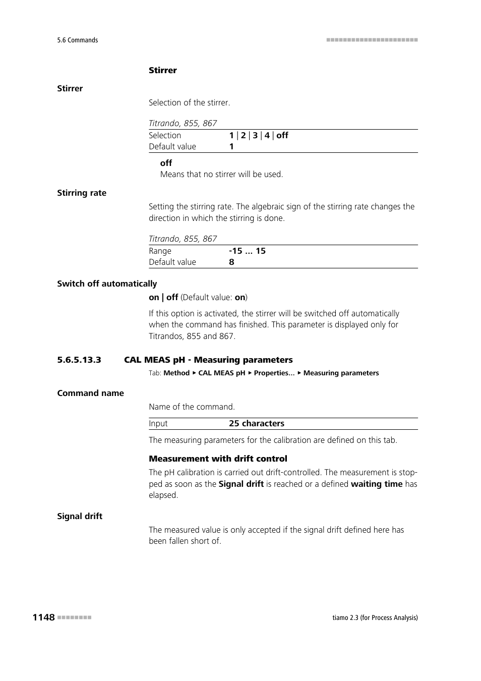 3 cal meas ph - measuring parameters | Metrohm tiamo 2.3 (process analysis) User Manual | Page 1164 / 1790