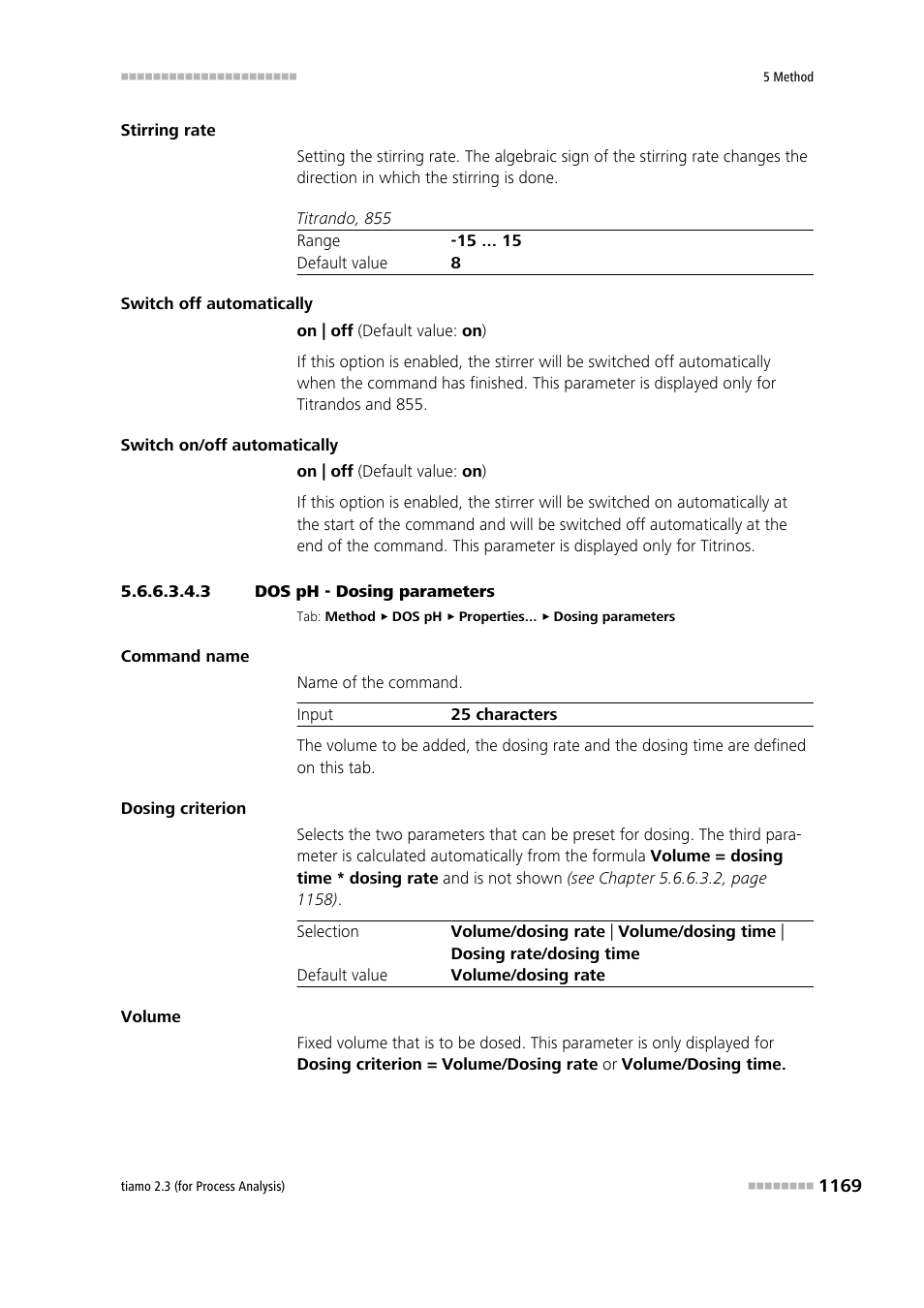 3 dos ph - dosing parameters, Dosing parameters | Metrohm tiamo 2.3 (process analysis) User Manual | Page 1185 / 1790