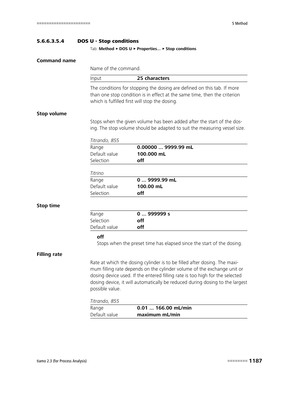 4 dos u - stop conditions, Stop conditions | Metrohm tiamo 2.3 (process analysis) User Manual | Page 1203 / 1790