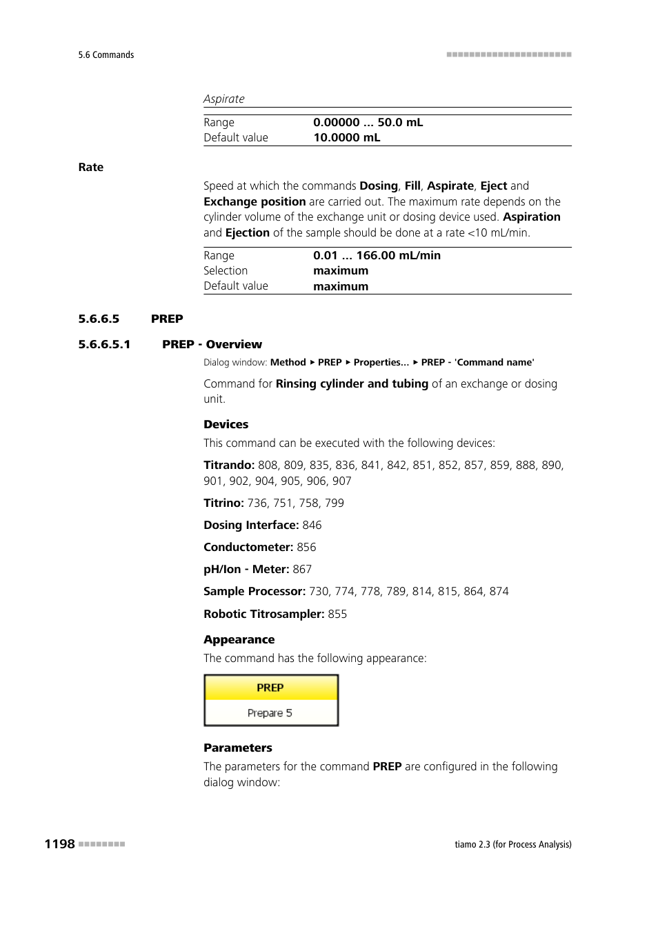 5 prep, 1 prep - overview, Prep | Metrohm tiamo 2.3 (process analysis) User Manual | Page 1214 / 1790