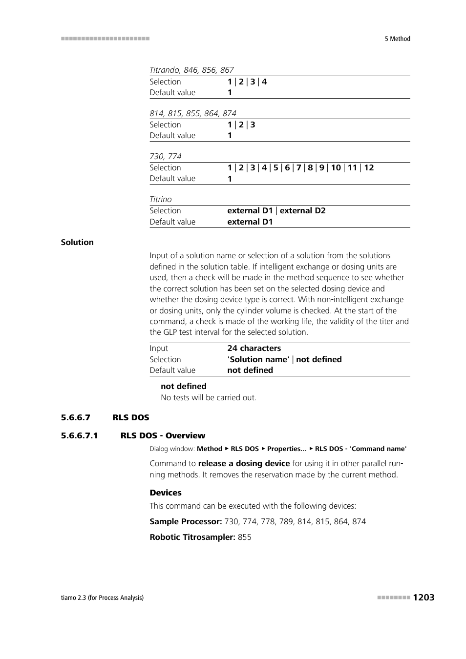 7 rls dos, 1 rls dos - overview, Rls dos | Metrohm tiamo 2.3 (process analysis) User Manual | Page 1219 / 1790