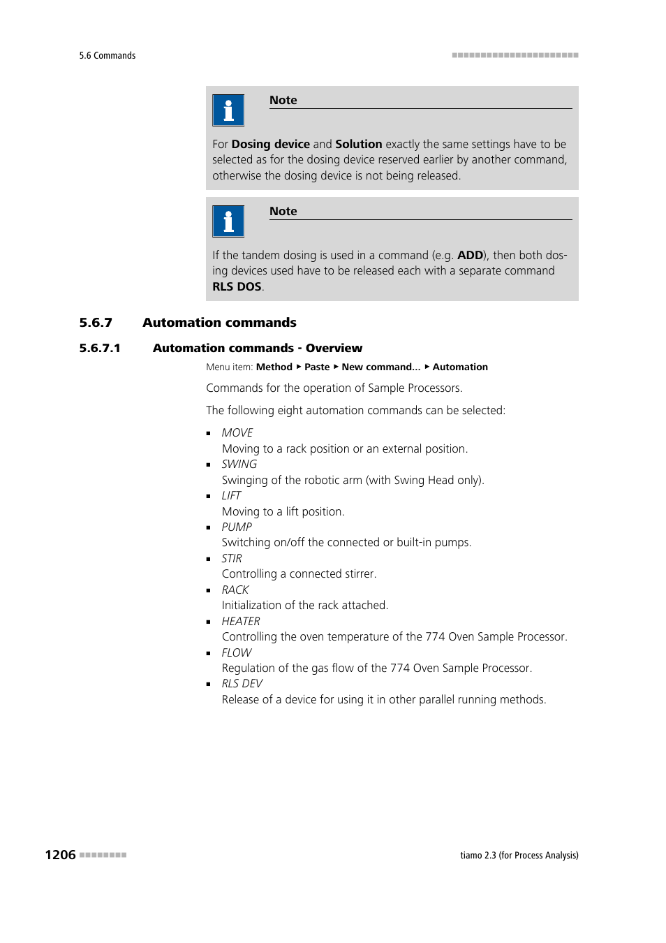 7 automation commands, 1 automation commands - overview, Automation commands 6 | Metrohm tiamo 2.3 (process analysis) User Manual | Page 1222 / 1790