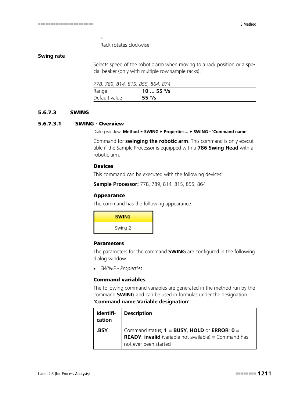 3 swing, 1 swing - overview, Swing | Metrohm tiamo 2.3 (process analysis) User Manual | Page 1227 / 1790