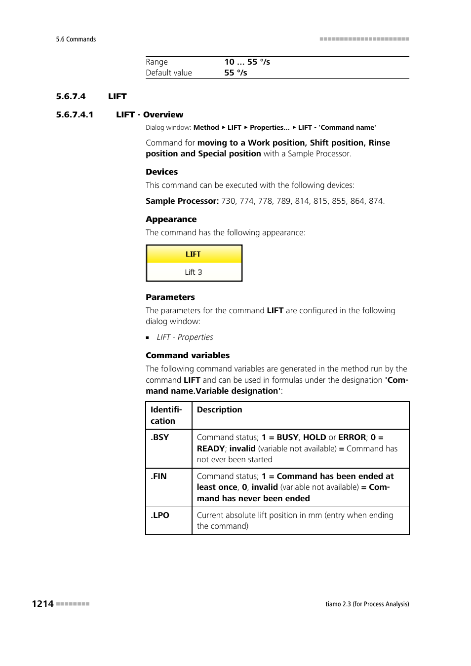 4 lift, 1 lift - overview, Lift | Metrohm tiamo 2.3 (process analysis) User Manual | Page 1230 / 1790