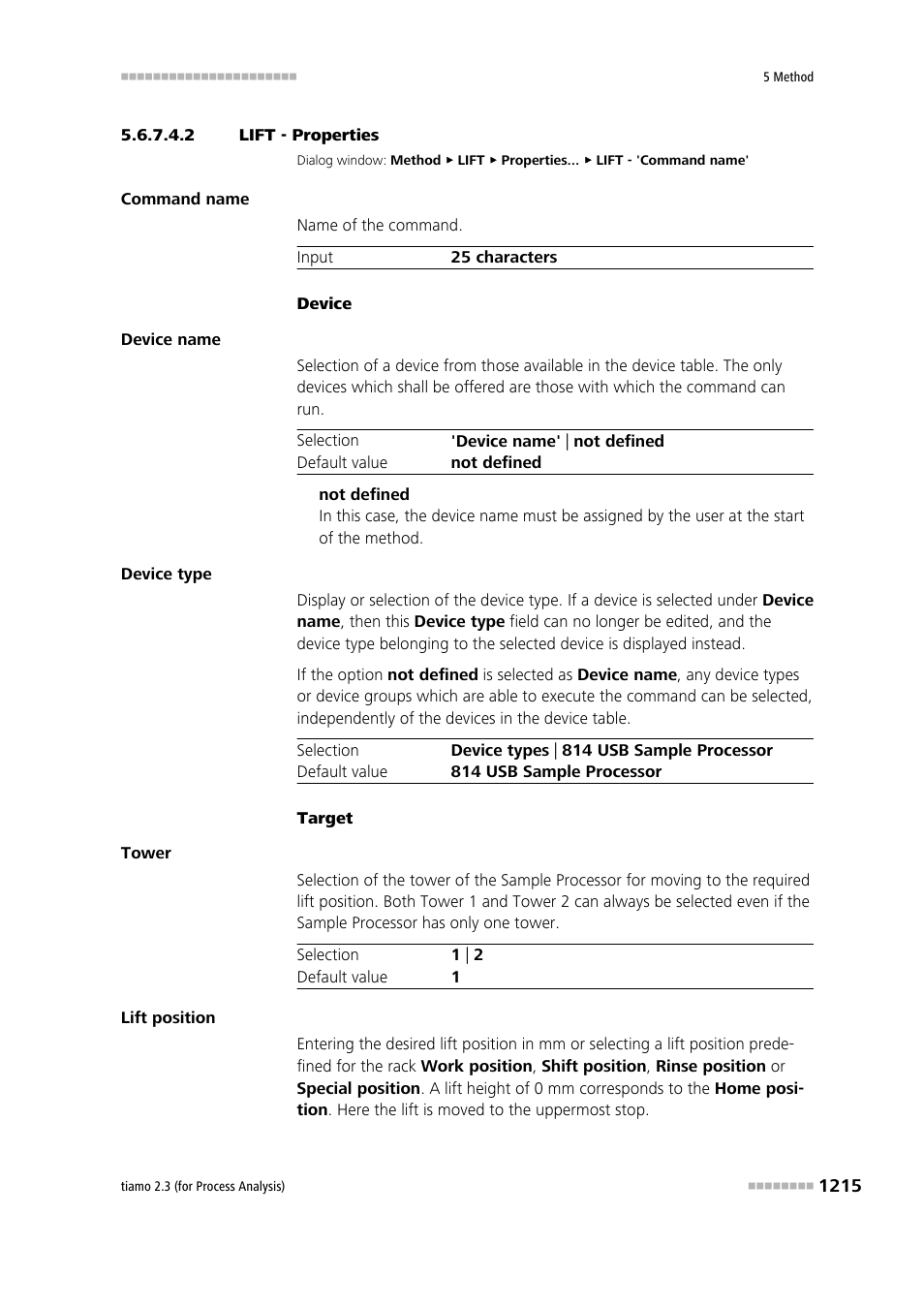 2 lift - properties | Metrohm tiamo 2.3 (process analysis) User Manual | Page 1231 / 1790