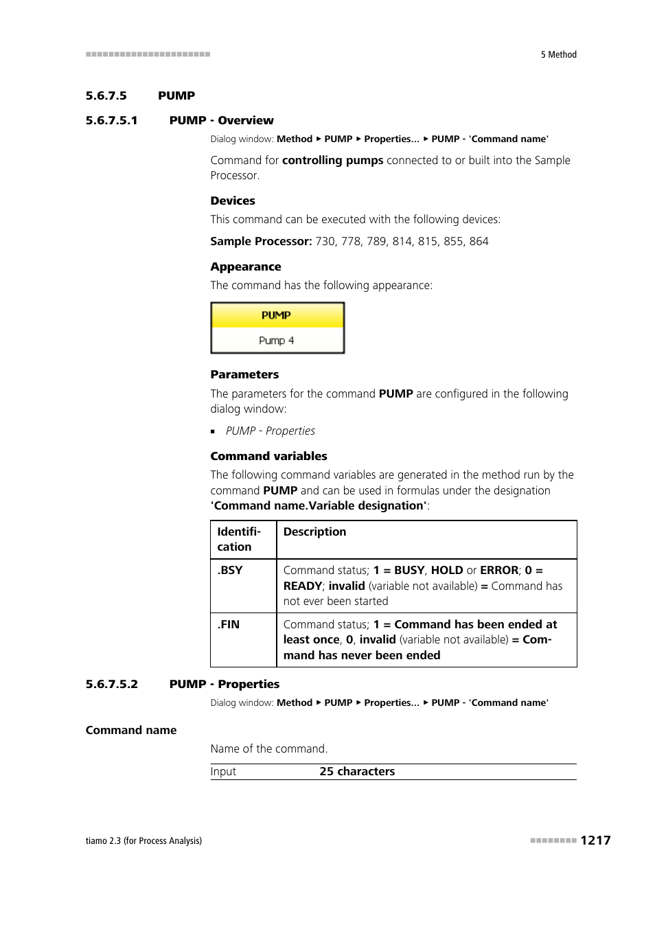 5 pump, 1 pump - overview, 2 pump - properties | Pump | Metrohm tiamo 2.3 (process analysis) User Manual | Page 1233 / 1790