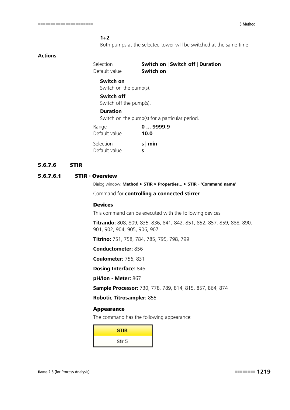 6 stir, 1 stir - overview, Stir | Metrohm tiamo 2.3 (process analysis) User Manual | Page 1235 / 1790