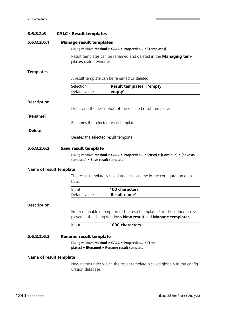 6 calc - result templates, 1 manage result templates, 2 save result template | 3 rename result template | Metrohm tiamo 2.3 (process analysis) User Manual | Page 1260 / 1790