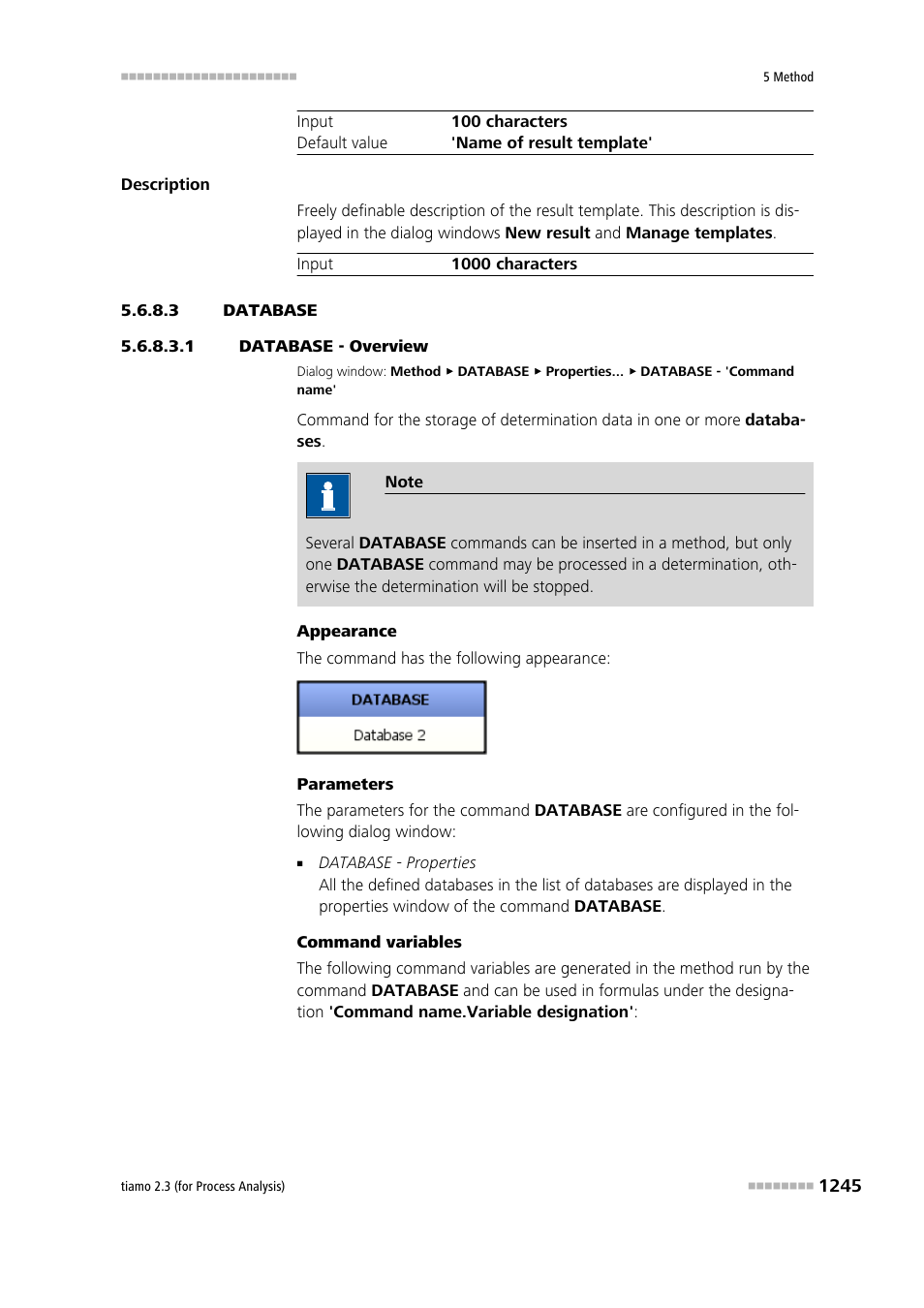 3 database, 1 database - overview, Database | Database - overview | Metrohm tiamo 2.3 (process analysis) User Manual | Page 1261 / 1790