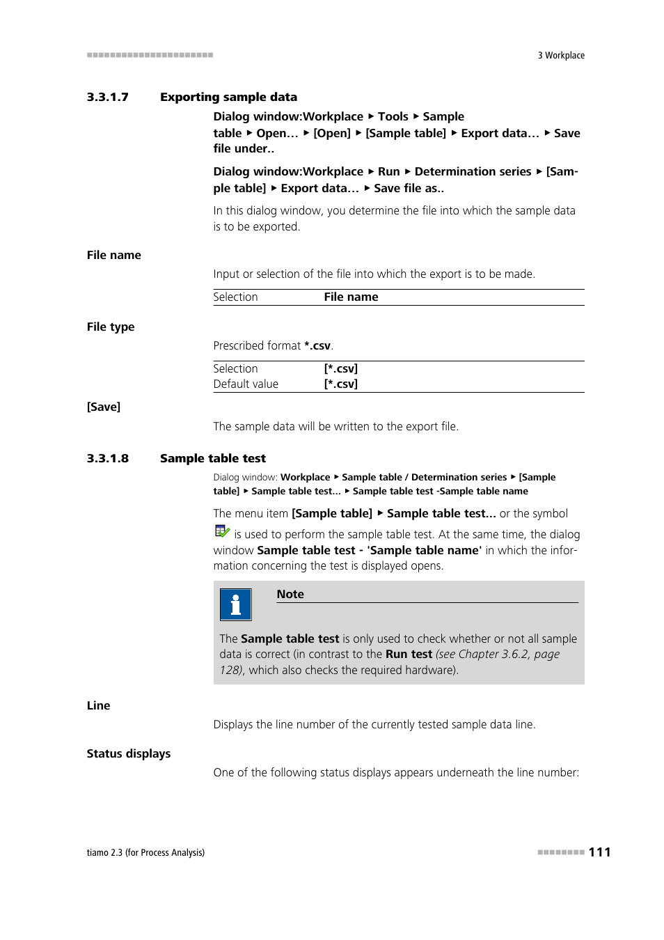 7 exporting sample data, 8 sample table test | Metrohm tiamo 2.3 (process analysis) User Manual | Page 127 / 1790