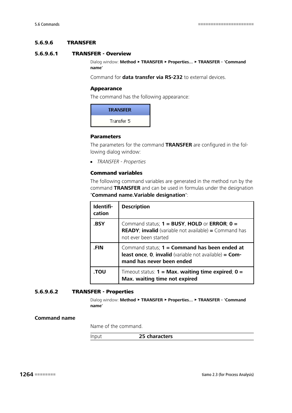 6 transfer, 1 transfer - overview, 2 transfer - properties | Transfer | Metrohm tiamo 2.3 (process analysis) User Manual | Page 1280 / 1790