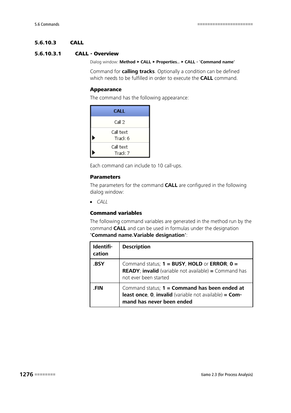 3 call, 1 call - overview, Call | Metrohm tiamo 2.3 (process analysis) User Manual | Page 1292 / 1790