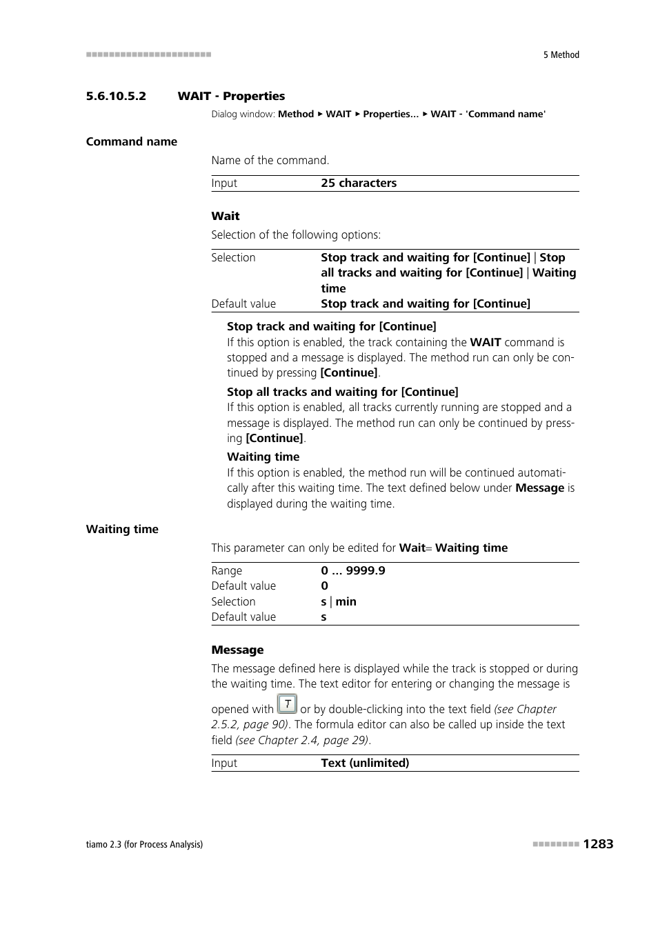 2 wait - properties | Metrohm tiamo 2.3 (process analysis) User Manual | Page 1299 / 1790