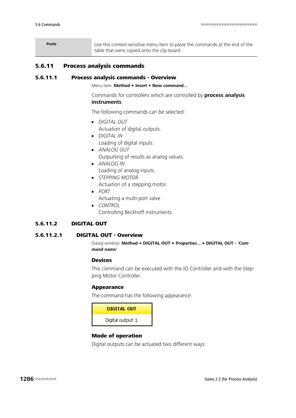 11 process analysis commands, 1 process analysis commands - overview, 2 digital out | 1 digital out - overview, Process analysis commands 6, Process analysis - commands, Digital out | Metrohm tiamo 2.3 (process analysis) User Manual | Page 1302 / 1790