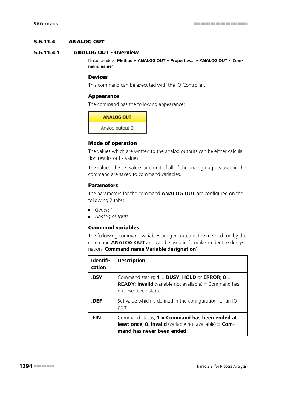 4 analog out, 1 analog out - overview, Analog out | Metrohm tiamo 2.3 (process analysis) User Manual | Page 1310 / 1790