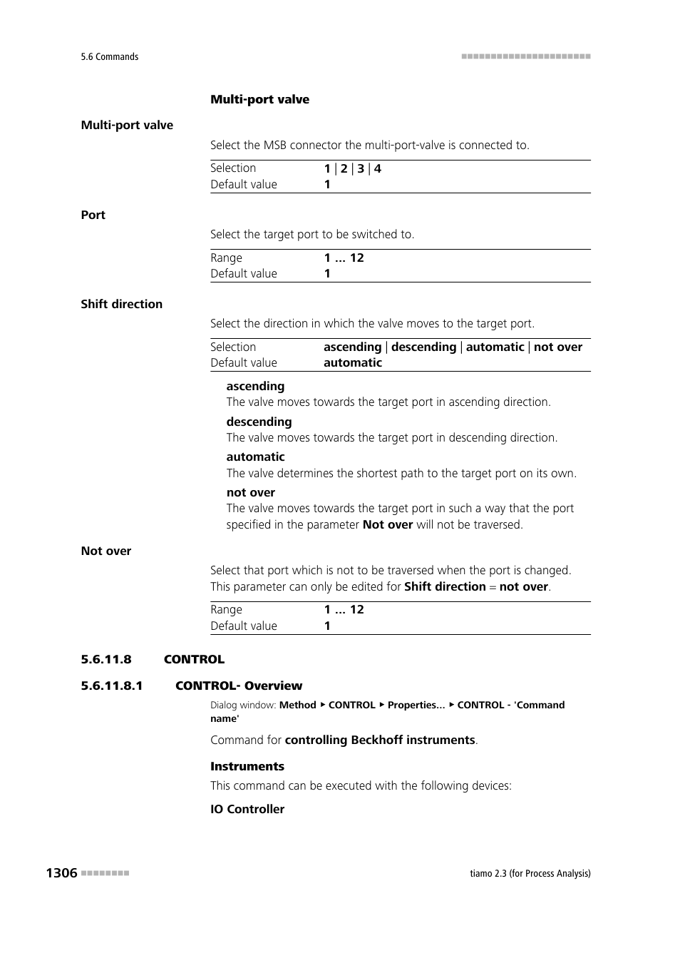 8 control, 1 control- overview, Control | Metrohm tiamo 2.3 (process analysis) User Manual | Page 1322 / 1790