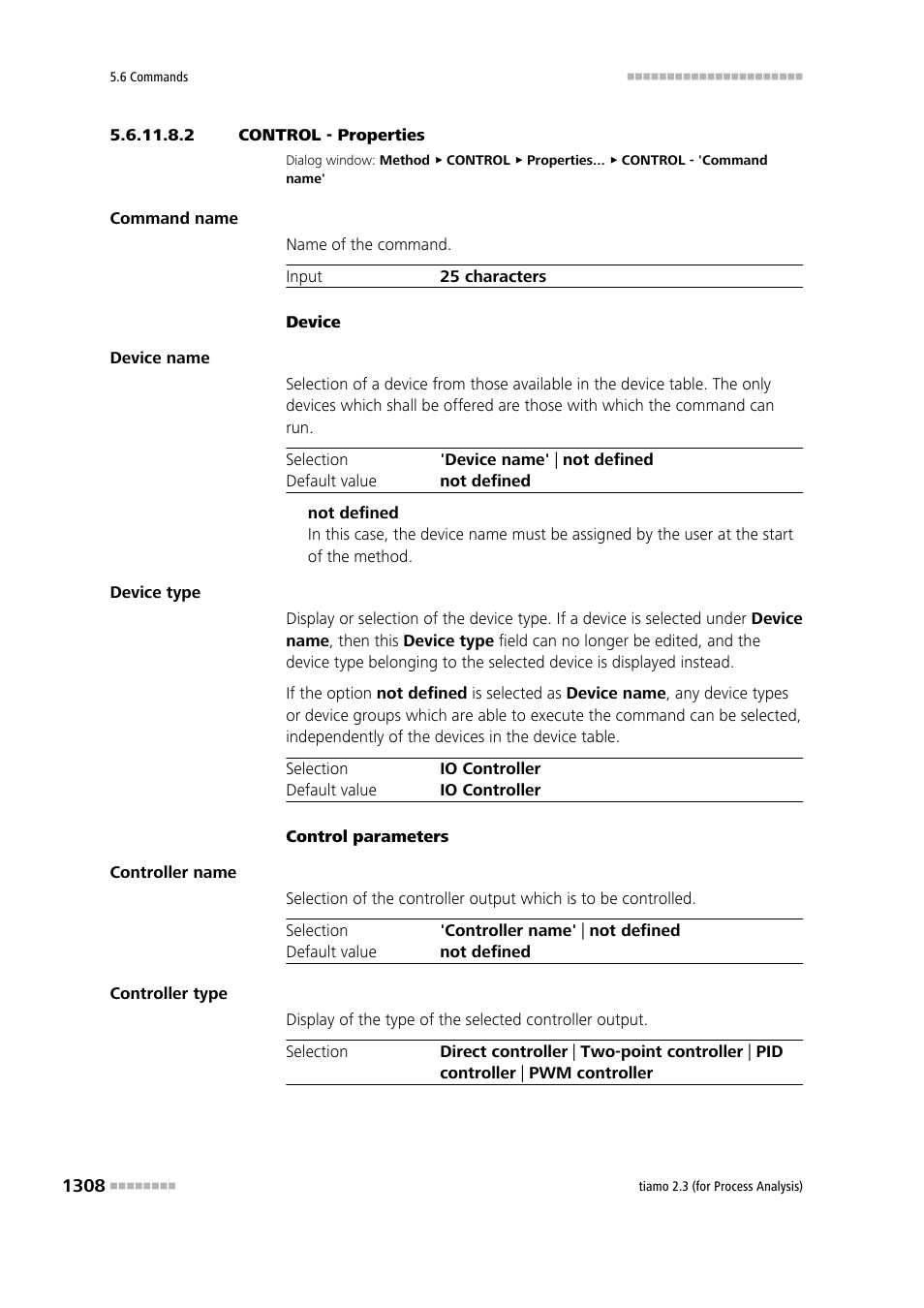 2 control - properties | Metrohm tiamo 2.3 (process analysis) User Manual | Page 1324 / 1790