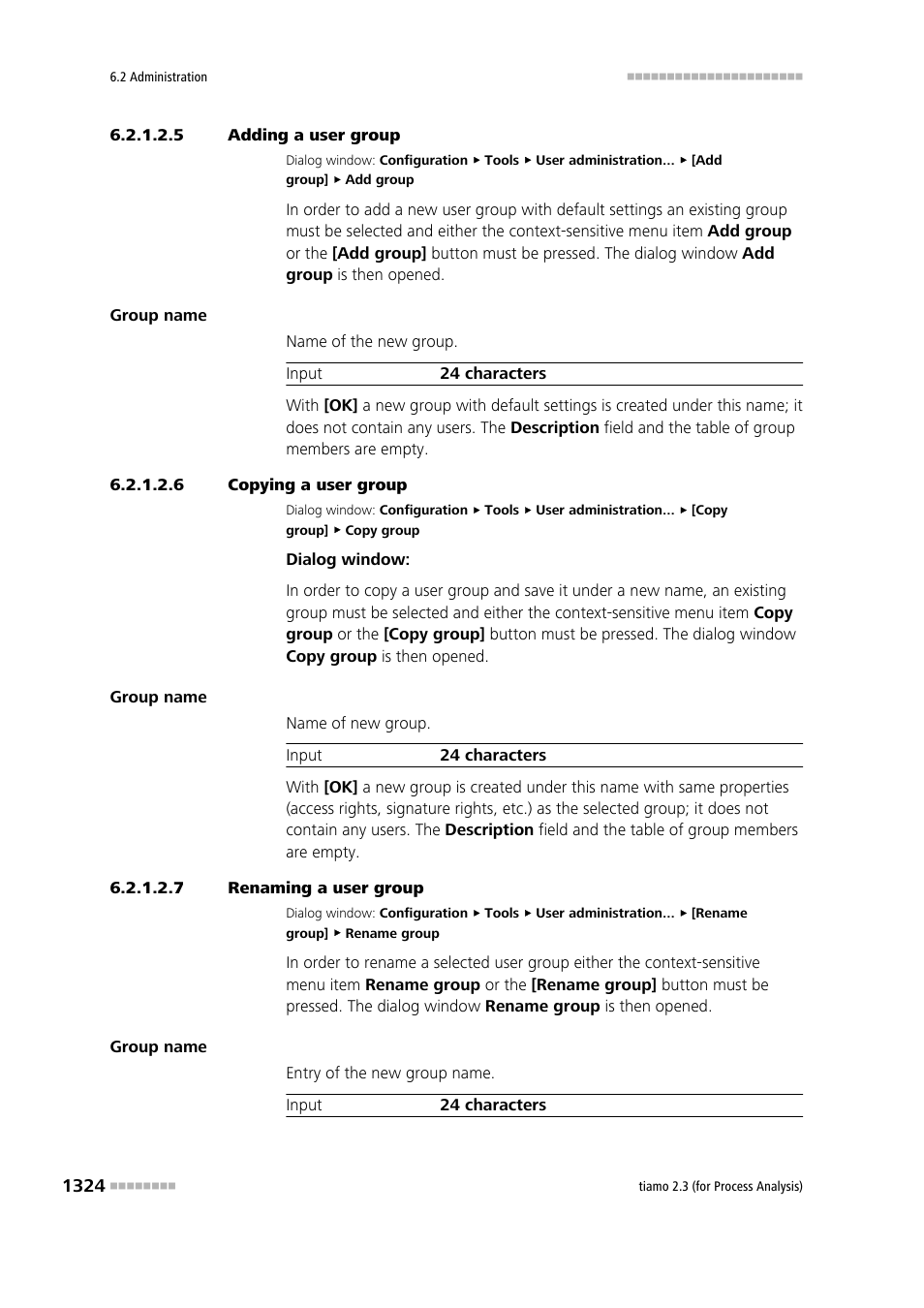 5 adding a user group, 6 copying a user group, 7 renaming a user group | Add user groups, Copy user groups, Rename user groups | Metrohm tiamo 2.3 (process analysis) User Manual | Page 1340 / 1790