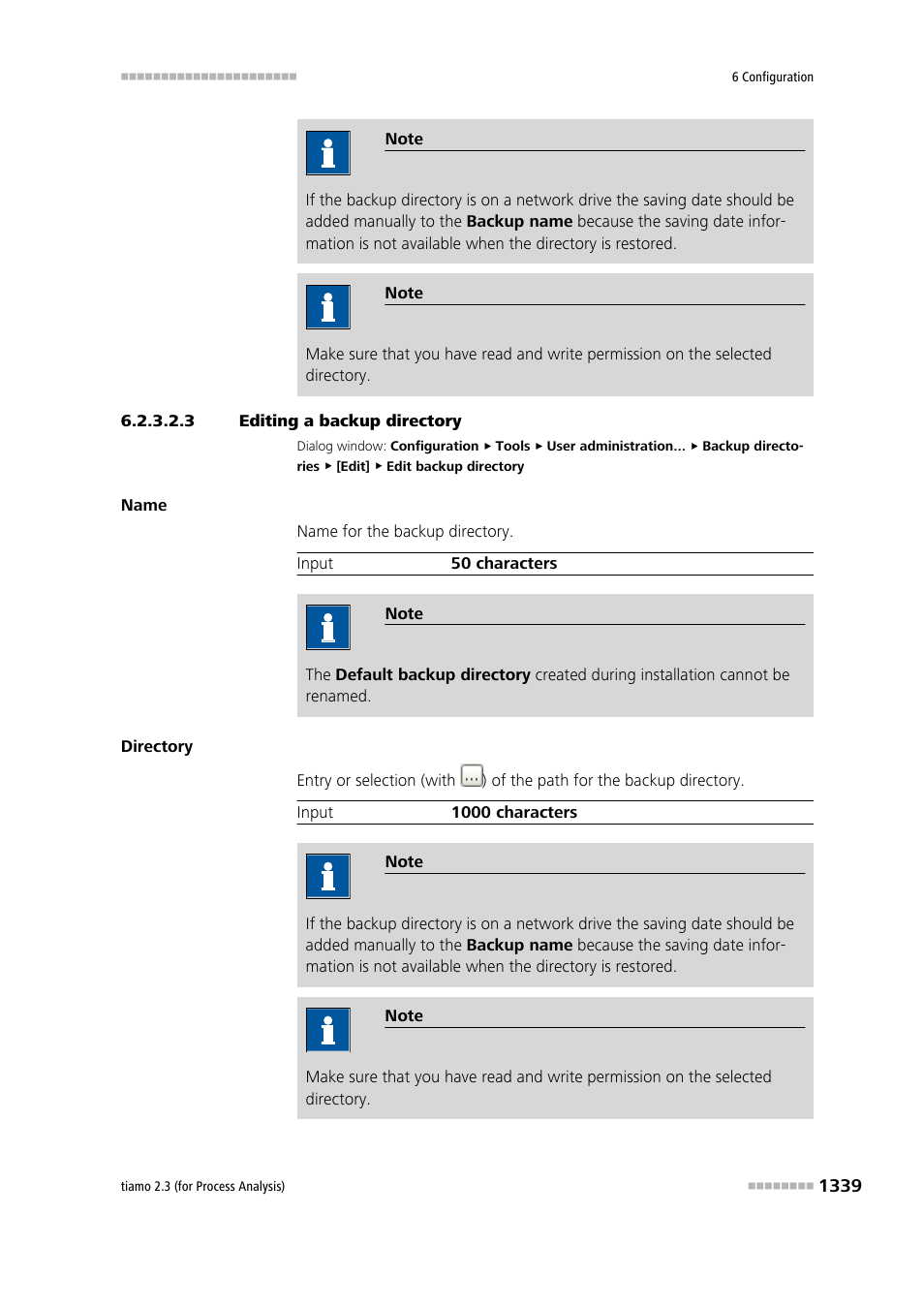 3 editing a backup directory | Metrohm tiamo 2.3 (process analysis) User Manual | Page 1355 / 1790