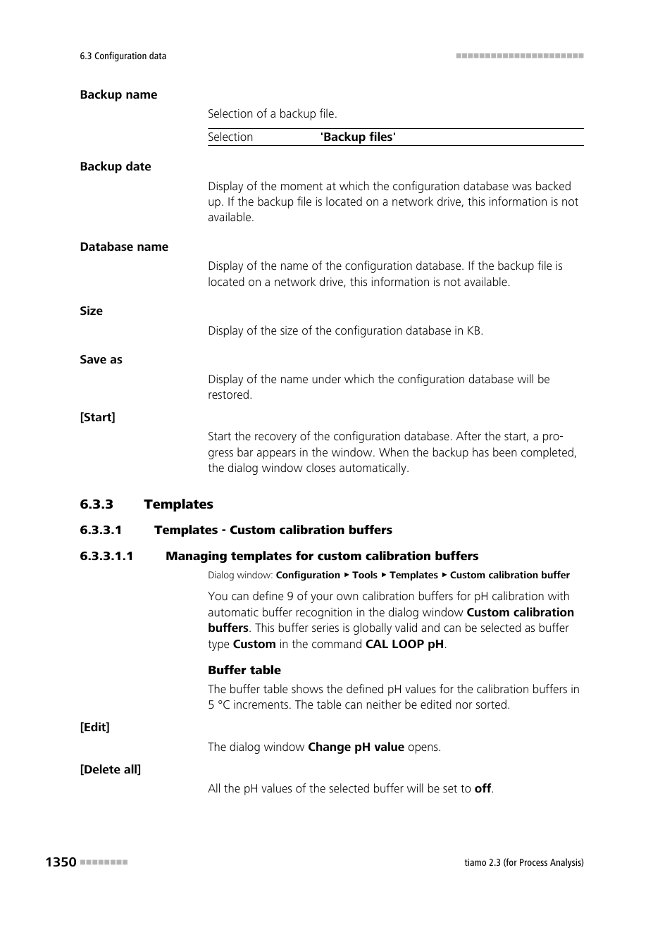 3 templates, 1 templates - custom calibration buffers, Templates 0 | Custom calibration buffers | Metrohm tiamo 2.3 (process analysis) User Manual | Page 1366 / 1790