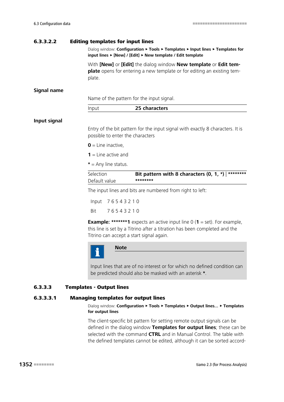 2 editing templates for input lines, 3 templates - output lines, 1 managing templates for output lines | Output lines | Metrohm tiamo 2.3 (process analysis) User Manual | Page 1368 / 1790