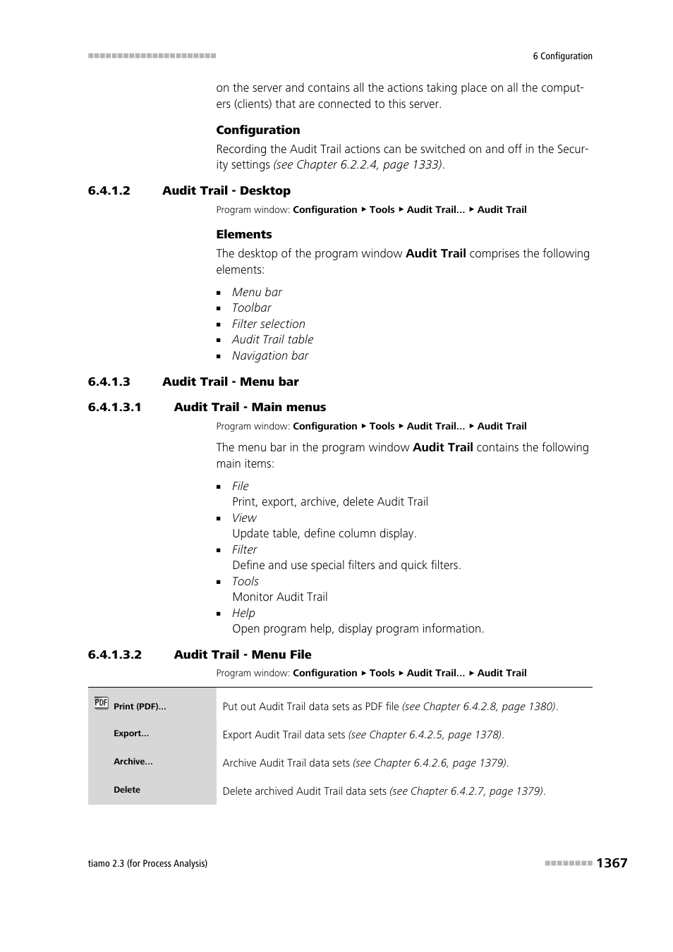 2 audit trail - desktop, 3 audit trail - menu bar, 1 audit trail - main menus | 2 audit trail - menu file | Metrohm tiamo 2.3 (process analysis) User Manual | Page 1383 / 1790